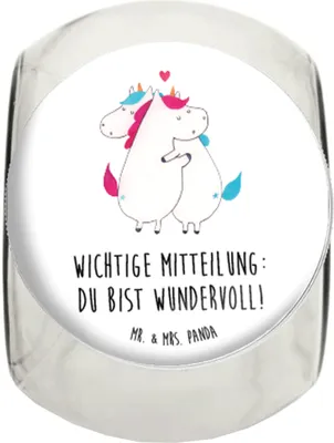 Produktbild von Mr. & Mrs. Panda Bonboniere Einhorn Mitteilung XL 2000ml - Weiß - Geschenk, Spruch, Valentinstag, Frischhaltedose, Unicorn, Kaffeedose, Einhörner, Vorratsbehälter, Liebe