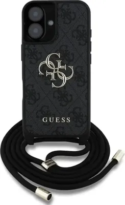 Obrázok produktu pre Guess Hardcase 4G Big Logo Kryt so šnúrkou pre iPhone 16 Plus – čierny