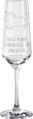 Produktbild von Mr. & Mrs. Panda Champagnerglas Einhorn Happy - Transparent - Geschenk, Einhörner, Unicorn, Sektglas mit Gravur, Sektkelch, Lächeln, Sektflöte, glücklich, Lachen, Glas