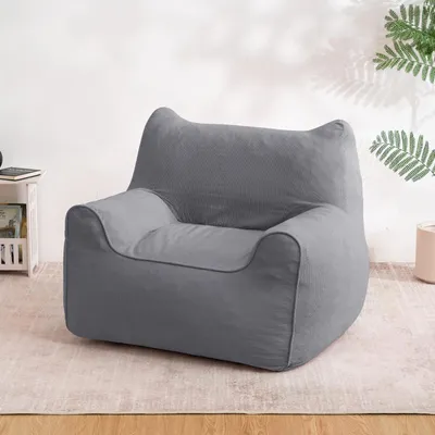 Zdjęcie produktu dla Poduszka Lusimo z kocimi uszami, 90 cm, szara, z możliwością prania i schowkiem. Przytulne siedzisko do gier i relaksu