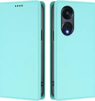 Immagine prodotto di Custodia in pelle per Oppo Reno8 T 5G, custodia a libro magnetica in Finto cuoio con supporto, verde menta