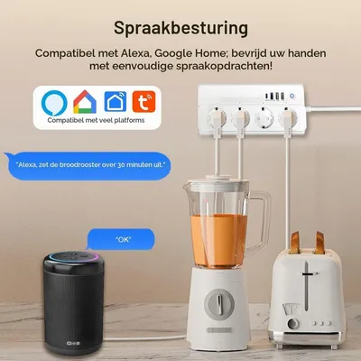 Obrázek produktu pro Chytrá zásuvka Wi-Fi – Inteligentní spínač s více zásuvkami – Měření spotřeby energie – Ovládání pomocí aplikace