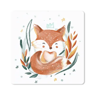 Produktbild von MuchoWow® Mauspad Mousepad Illustration eines Babyfuchses 20x20 cm - Mousepads - Maus Mat - Pad - Mausunterlage - Desk Mat - Bureauartikeln