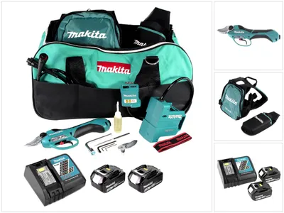 Obrázok produktu pre Makita DUP 361 RM akumulátorové nožnice na vinič a konáre 36 V (2x 18 V) + 2x akumulátor 4,0 Ah + nabíjačka + taška