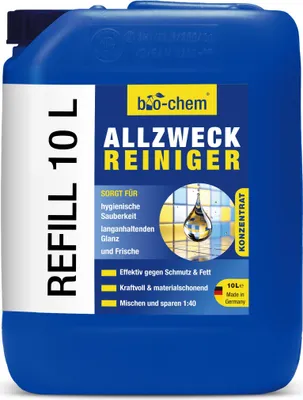 Produktbild von bio-chem Allzweckreiniger Konzentrat - Extrem leistungsstark für hygienische Sauberkeit - 10 l Kanister inkl. Zubehör - Kraftreiniger Küchenreiniger - für den gesamten Haushalt, Küche & Bad