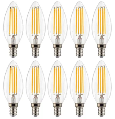 Productafbeelding van 10 x LED Filament Leuchtmittel Kerze 6,5W = 60W E14 klar 806lm warmweiß 2700K