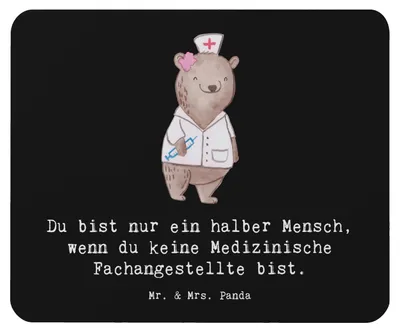 Produktbild von Mr. & Mrs. Panda Mouse Pad Medizinische Fachangestellte Herz - Schwarz - Geschenk, Arztpraxis, mauspad laptop, Ausbildung, MFA, pc mousepad, Krankenhaus, Krankgeschrieben