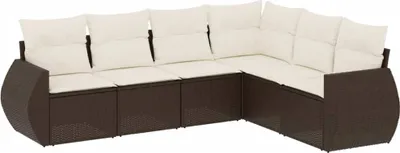 Produktbild von 6-tlg. Garten-Sofagarnitur mit Kissen Braun Poly Rattan