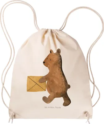 Produktbild von Mr. & Mrs. Panda Turnbeutel Bär Zuhause - Transparent - Geschenk, Stoffrucksack, Sportbeutel, Jutebeutel, wander rucksack, gymnastiktasche, Teddy