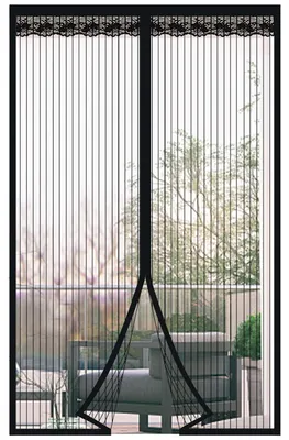 Image de Moustiquaire magnétique pour porte, 100x240 cm, noire, sans perçage, protection contre les insectes, rideau pour porte-fenêtre de balcon