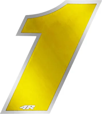 Image de Autocollant numéro de course pour moto "1" jaune 27 x 37 mm