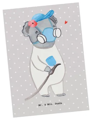 Produktbild von Mr. & Mrs. Panda Ansichtskarte Lackiererin Herz - Grau Pastell - Geschenk, Gesellenprüfung, Postkarte, Postkarten, Kunstkarten, Grußkarte, Ausbildung, Ansichtskarten