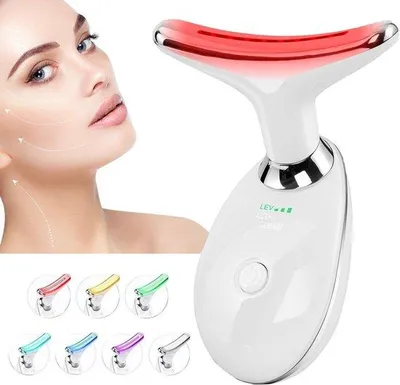 Image de Masque anti-âge - Nettoyant facial à lumière LED - Appareil de prévention des rides - Anti-rides - Nettoyage du visage et du cou - Appareil facial anti-rides