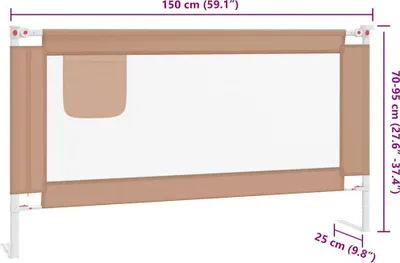 Productafbeelding van vidaXL Beschermrail voor kinderbedje, taupe, 150x25 cm, stof