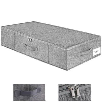 Produktbild von Unterbett Aufbewahrungsbox, Unterbettkommode mit Deckel, Unterbett Aufbewahrung mit Reißverschluss und Griff,für Kissen Kleidung Decken Bettdecken, Gr