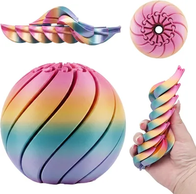 Obrázok produktu pre Gear ball fidget toy, 3D tlačené, 5.5 cm, rainbow, odbúranie stresu