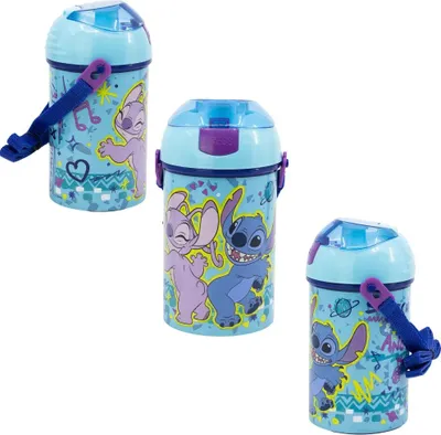 Produktbild von Disney Lilo und Stitch Angel Kinder Trinkflasche Flasche mit Halm 450 ml