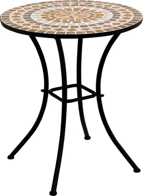 Produktbild von DEGAMO Bistrotisch Gartentisch LUCCA 60cm rund Keramik in Mosaikoptik terracotta