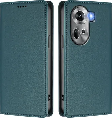 Immagine prodotto di Custodia in pelle per Oppo Reno11 5G, custodia a libro magnetica in Finto cuoio con supporto, verde