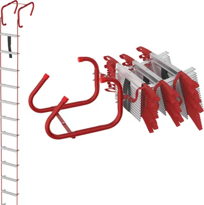 Produktbild von XINZI 15m Feuerfeste Alu-Rettungsleiter – Faltbare Sicherheits-Strickleiter für Notfälle, 450 kg Tragkraft, ideal für Haus, Balkon & Geländer
