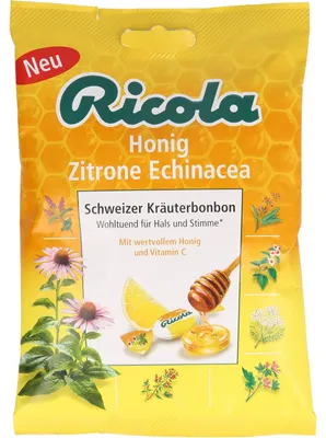Obrázek produktu pro Ricola Echinacea Honey Lemon Swiss bylinné bonbony, 75 g bonbony