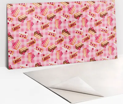 Produktbild von Dekorative PVC Wandpaneele - Küchenpaneele Rückwand hart Innenwand - 100 x 50 - Dessert und Kuchen