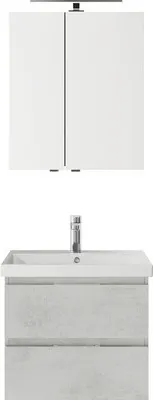 Produktbild von Pelipal Badmöbel-Set Serie 4035 BxHxT 60 x 200 x 45 cm Frontfarbe grau mit Keramik-Waschtisch weiß, Waschtischunterschra