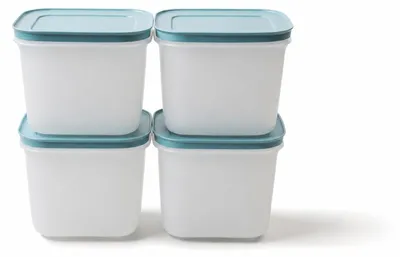 Produktbild von TUPPERWARE Gefrier-Behälter 1,1 L weiß-blau hoch (4) Eis-Kristall Eiskristall