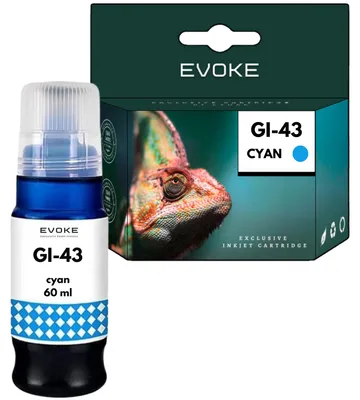 Immagine prodotto di Cartuccia di inchiostro Canon per stampanti, colore ciano, capacità 60 ml, resa di circa 3.700 pagine, modello GI-43, compatibile con le stampanti Pixma G540 e G640
