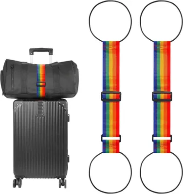 Image de Lot de 2 sangles de fixation pour bagages, élastiques, réglables, 80 cm, pour valises et bagages
