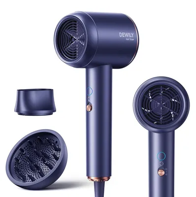 Produktbild von Ionen Föhn mit Diffusor Schnelltrocknen Haartrockner Tragbar Reiseföhn Blau