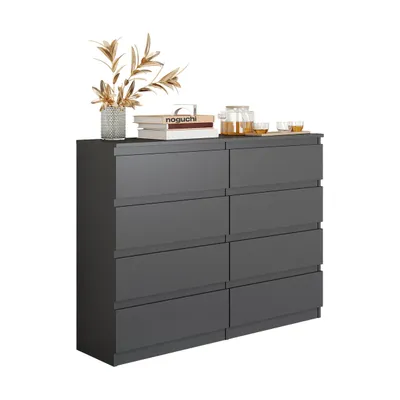Zdjęcie produktu dla Komoda 120 Cm Antracyt 8 Szuflad Gabriel Salon, Sypialnia