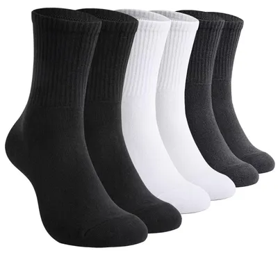 Productafbeelding van Sportkousen voor heren en dames, 6 paar, katoen, fleece, enkelsokken, maat 35-38, wit, zwart, grijs