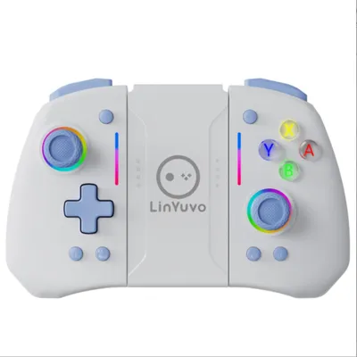 Produktbild von AIORBER Wireless Gamecontrollers mit RGB-Beleuchtung, Turbo, 6-Achsen, Vibrationsmotor, Metallsticks, für Switch und Switch OLED, Blau
