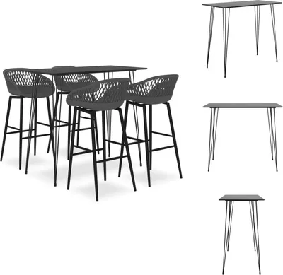 Image de vidaXL Ensemble de bar 5 pièces noir et gris - Salle à manger