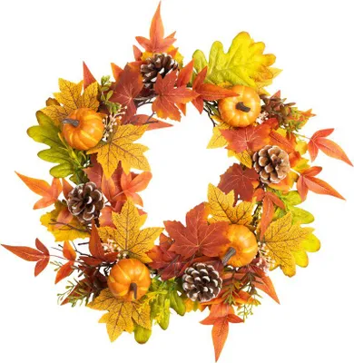 Produktbild von Kranz MagicHome Natur, Herbst, orange, Ahornblätter, 40 cm