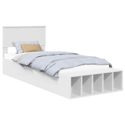 Produktbild von Bettrahmen mit Regal Weiß 75 x 190 cm Holzwerkstoff