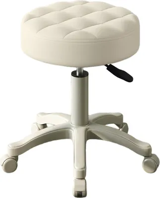 Produktbild von Rollhocker mit Rollen, Kunstlederbezug, weichem Kissen, höhenverstellbar, 360° drehbar, ohne Armlehnen und Rückenlehne, geeignet für Zeichenarbeiten, Spa, Salon, Bar, Café, Homeoffice.