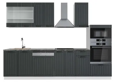 Imagen del producto de Mueble de cocina Vicco Fame-Line Antracita casa de campo/blanco 300 cm con armario alto, ET Antracita, Model 42352