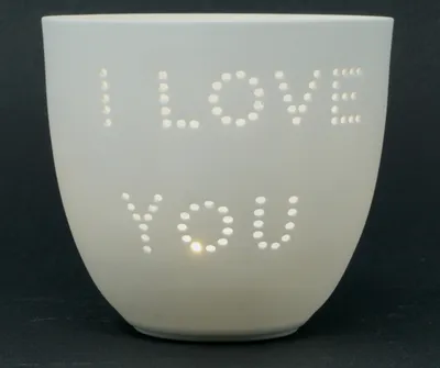 Produktbild von Becher Liebe / I Love You aus Porzelan Teelicht Windlicht Teelichthalter