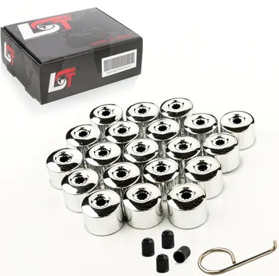 Produktbild von 20x Abdeckkappen Radschrauben Set 17 mm chromfarben für SAAB VOLVO OPEL VAUXHALL