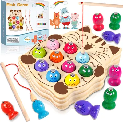 Image de Jeu Montessori du poisson en bois pour les enfants de 2 à 5 ans - Jeux éducatifs et de créativité