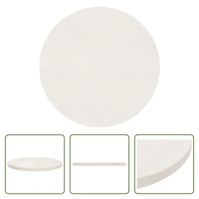 Image de The Living Store Plateau de table Blanc Ø50x2,5 cm Pin massif