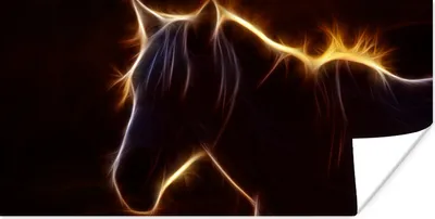 Produktbild von MuchoWow® Poster Pferd - Kontur - Leicht 150x75 cm - ohne Rahmen