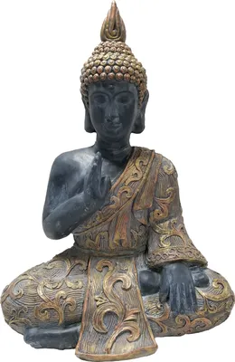Produktbild von Dehner Dekofigur Buddha, 64 x 46 x 29 cm, Magnesia, schwarz/gold