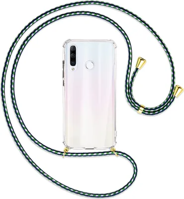 Produktbild von Handykette Backcover-Schutzhülle mit Band (Metall goldfarben) für Huawei P30 Lite - grün/blau/weiß