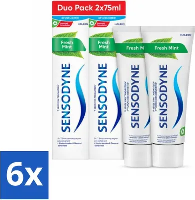 Produktbild von Sensodyne Zahnpasta - Frische Minze - Frische Minze - Duopack - 2 x 75 ml - Vorteilspack - 6 Stücke