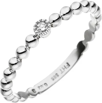 Produktbild von Gr. 60 Damen Ring Kugel 585 Gold Weißgold 1 Diamant Brillant Weißgoldring Kugelring