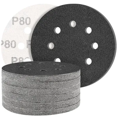 Produktbild von Schleifpapier Siliziumkarbid 125mm Klett 80 Körnung 50 Stück Nass/Trocken 8 Loch