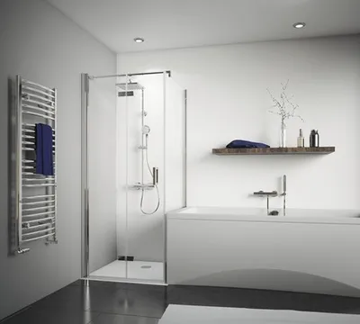 Produktbild von BREUER Verkürzte Seitenwand für Drehfalttür PANORAMA 75 x 200 cm Anschlag links Klarglas Profilfarbe chrom